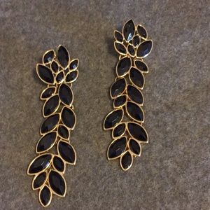 Black and gold long earrings